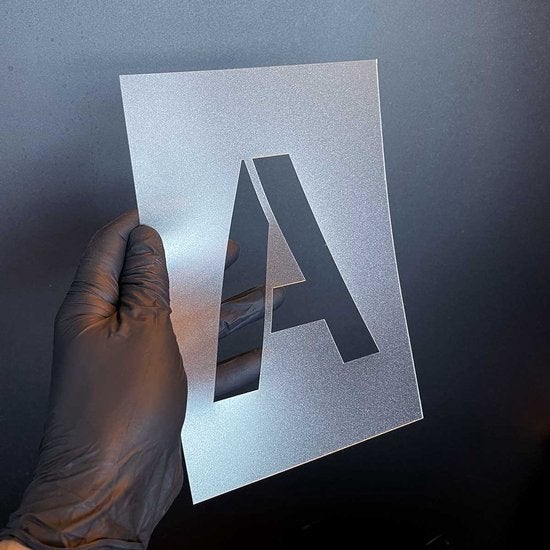 QBIX Großformat A5 Buchstaben-Vorlagen-Set - Komplettes Alphabet - Schrifthöhe von 12 cm