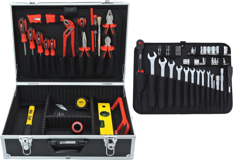 FAMEX 759-62 Universal Werkzeugkoffer mit hochwertigem Werkzeug-Set, für Heimwerker