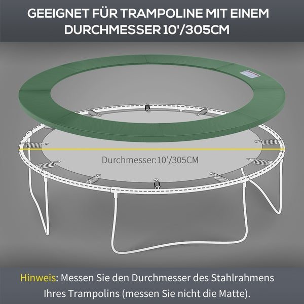 HOMCOM Trampolin Randabdeckung Sicherheitsnetz Wetterplan  Randabdeckung: Ø 305cm-Grün (Trampolin nicht enthalten)