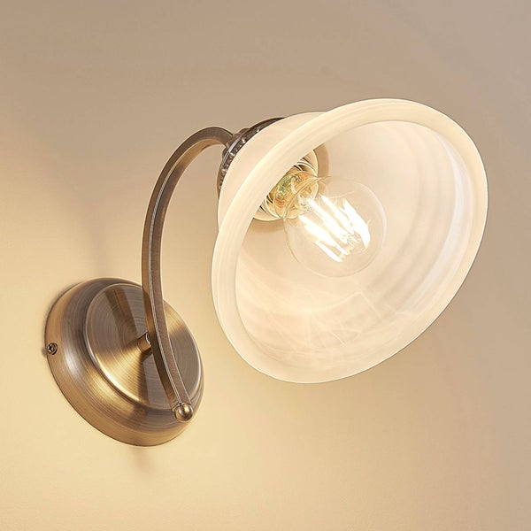 Lindby Wandleuchte, Wandlampe Innen Mialina in Bronze (1 flammig E27) - Wandstrahler Wandbeleuchtung Schlafzimmer / Wohnzimmer Wohnzimmerleuchte