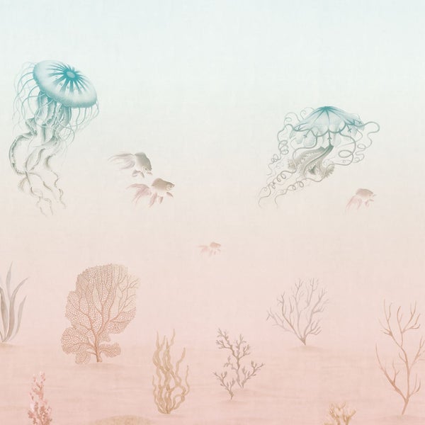 Illustration von Quallen, Fischen und Korallenriffen als Wanddekoration