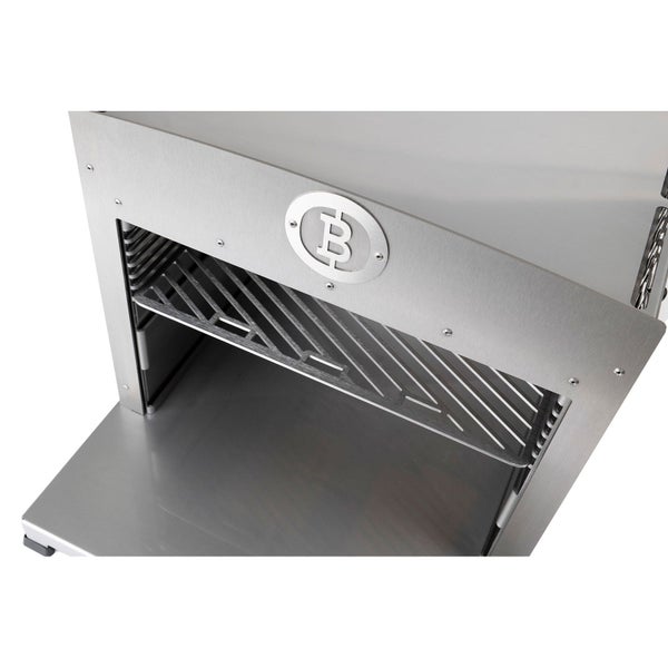 Grill-Bedienpanel aus Edelstahl mit zwei Drehreglern, Beefer Logo und dem Warnhinweis HOT.