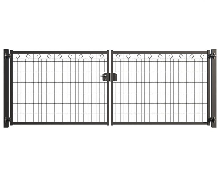 Doppeltor aus Metall mit Rautenmuster