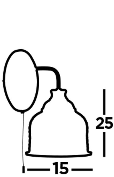 Technische Zeichnung einer Wandleuchte mit Maßangaben