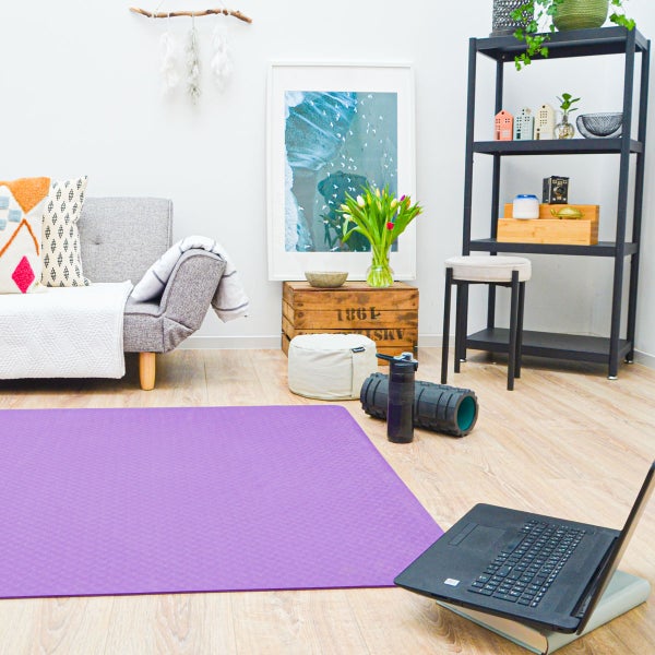 200x116 XXL Fitnessmatte - Rutschfest  - 6mm Extra Breite Yogamatte Aubergine