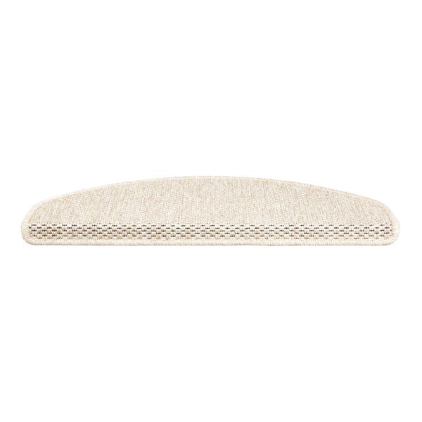 FLOORDIREKT Stufenmatte Kalkutta - Sisaloptik - Schlingenpol - Selbstklebend - Creme - Halbrund - 23,5 x 65 cm