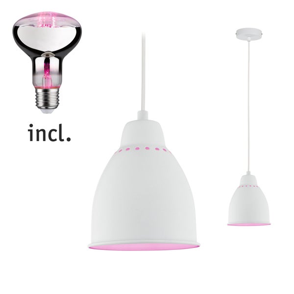Neordic Set Pendelleuchte Hilla + LED Reflektor E27 Weiß dimmbar Metall / 230V 200lm 6,5W 1300K