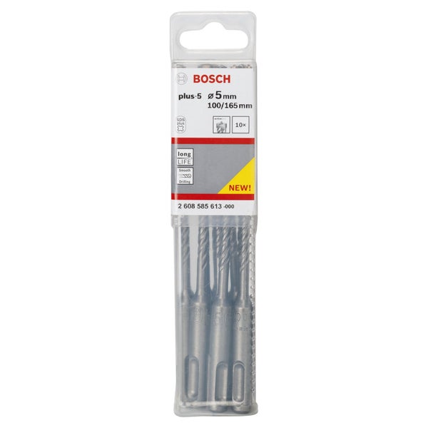 Bosch 10x Hammerbohrer SDS plus-5 5 x 100 x 165 mm - 2608585613