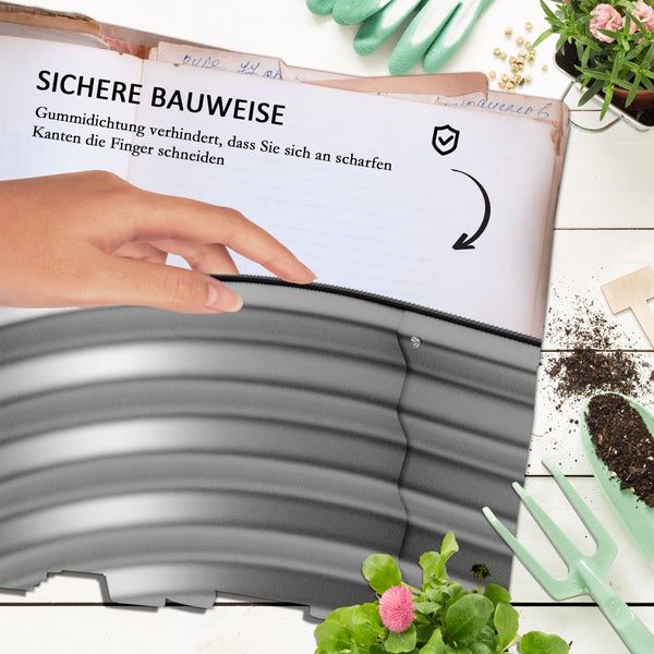 Outsunny Hochbeet Metall, Pflanzkasten, Gemüsebeet, DIY Blumenkasten mit offenem Boden, Kräuterbeet für Garten, Balkon, Silber 195 x 62 x 30 cm