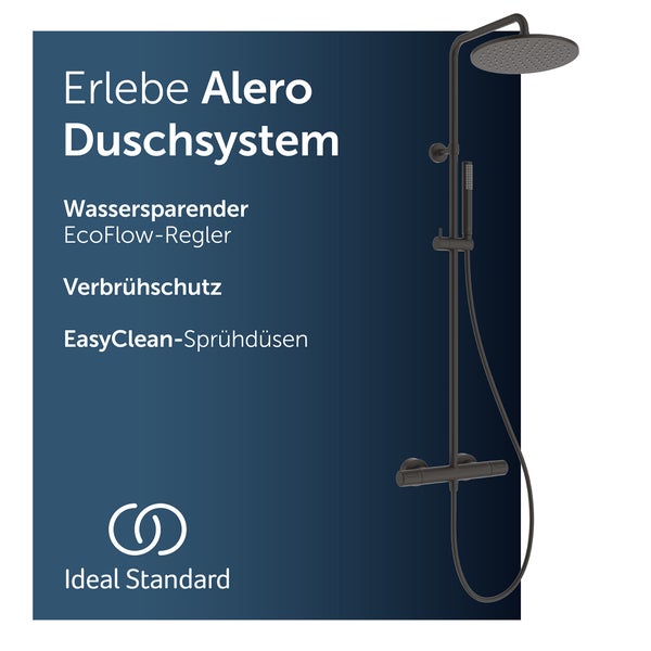 Alero Duschsystem mit wassersparendem EcoFlow-Regler, Verbrühschutz und EasyClean-Sprühdüsen von Ideal Standard