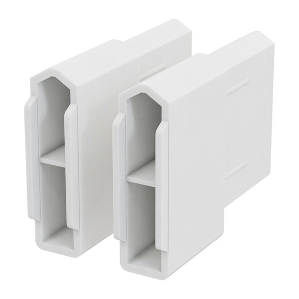 Zwei weiße Kabelkanäle aus Kunststoff