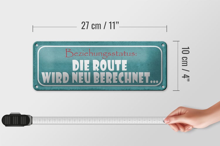 Blechschild Spruch 27x10cm Beziehungsstatus neu berechnet Dekoration