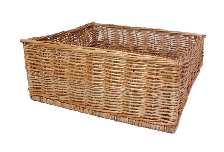 FRANK FLECHTWAREN | Regalkorb Natur, WEIDE, Breite 50 cm, Tiefe 50 cm, vordere Höhe 13 cm, hintere Höhe 22 cm