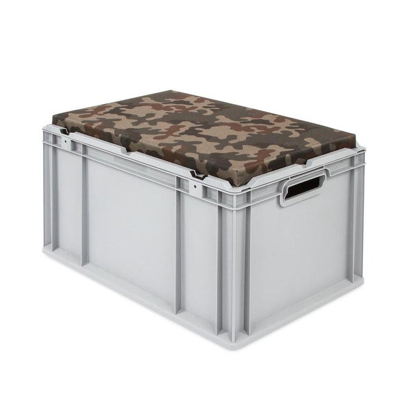PROREGAL Eurobox NextGen Seat Box Camouflage HxBxT 36,5 x 40 x 60 cm 65 Liter Griffe Offen Eurobehälter Sitzbox Transportbox