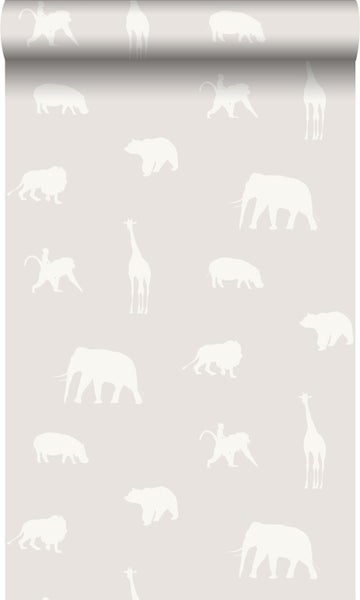 Origin Wallcoverings Tapete Tiere Warmgrau - 0,53 x 10,05 m - 347689