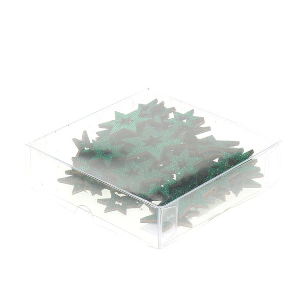 Dekorative Glitzersterne in Kunststoffbox