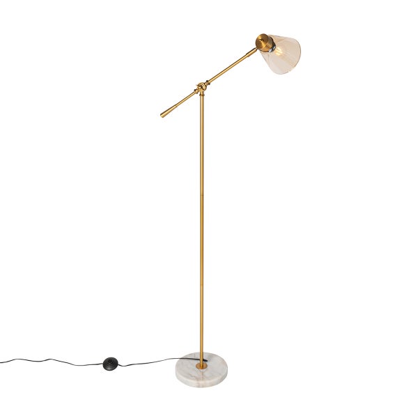 Stehleuchte mit Marmorfuß und verstellbarem Lampenschirm
