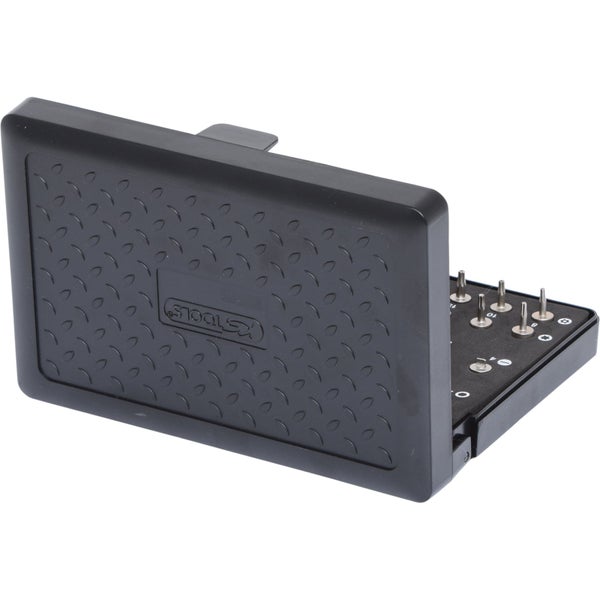 KSTools Logo. Steckschlüssel-Einsatzkasten geöffnet mit verschiedenen Einsätzen.