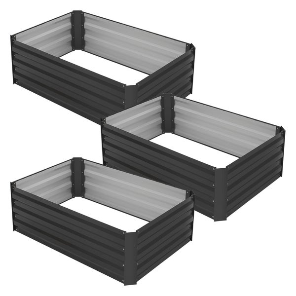 ML-Design 3er Set Hochbeet aus Metall für Garten, 90x60x30 cm, 150 Liter, Anthrazit, wetterfest, rostfrei, Outdoor, Pflanzbeet Pflanzkasten Blumenkasten Gartenbeet Gemüsebeet Frühbeet Kräuterbeet