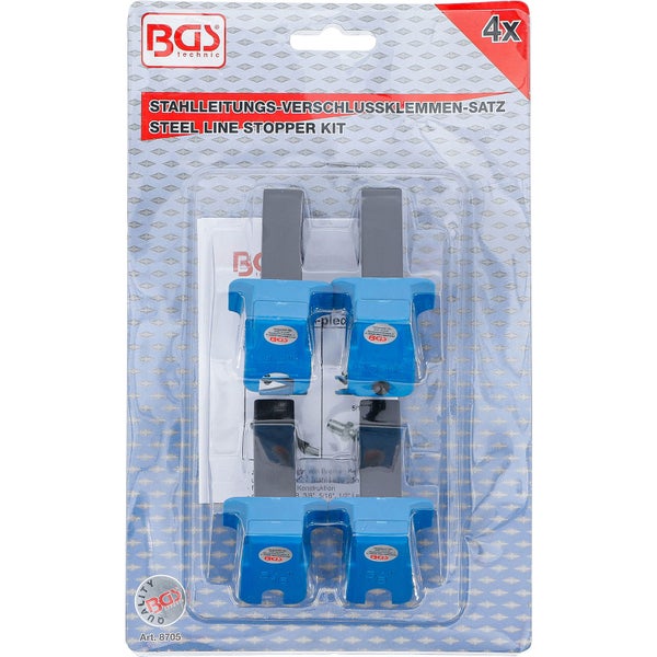 BGS Technic Stahlleitungs-Verschlussklemmen-Satz, 4-teilig