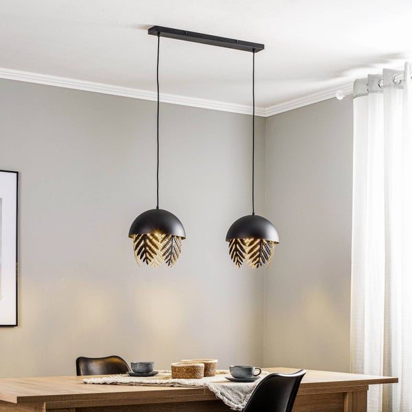 Lucande Pendelleuchte Aparas (Design, Modern) in Schwarz aus Metall (2 flammig E27) - Design-Hängeleuchte Esstischlampe Hängelampe Hängeleuchte Wohnzimmerleuchte