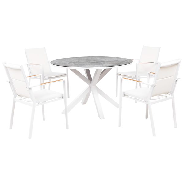 Gartenmöbel Set 4-Sitzer MALETTO/BUSSETO Metall Marmor Optik Weiß