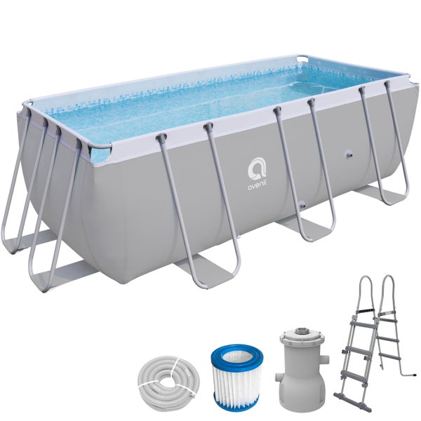 Avenli Frame Rectangular Pool Set 400x200x99 cm, Aufstellpool, reckteckig, mit Pumpe, grau