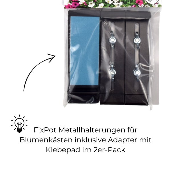 FixPot Halterung Blumenkasten Fensterbank unsichtbare Befestigung ohne Bohren anthrazit