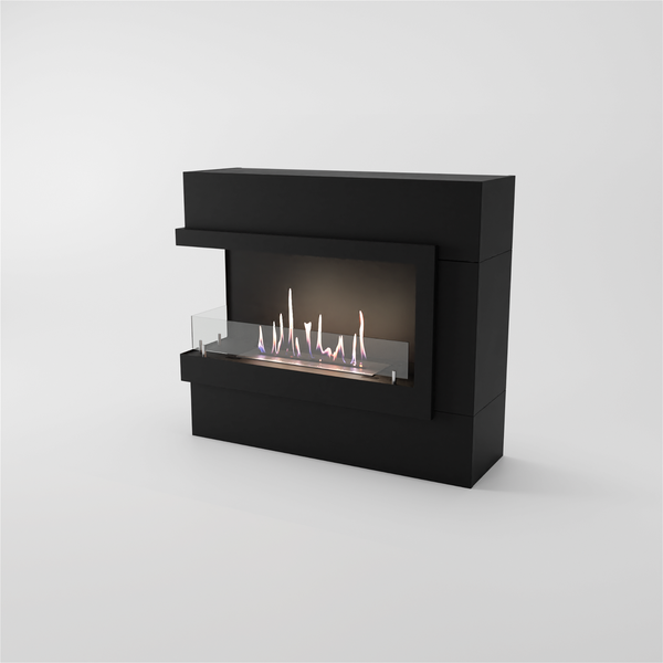 GLOW FIRE Ethanol Kamin 'Halden Mini Rechts' | Ethanolofen in schwarz  mit 3 Std. Brenndauer und 2 KW Heizleistung | BxHxT: 90x140x28 cm