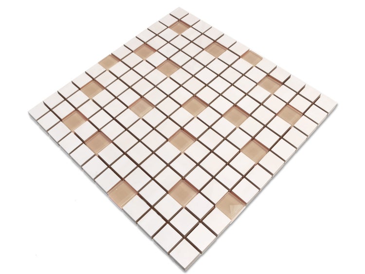 Quadratische Mosaikfliese aus Keramik und Glas