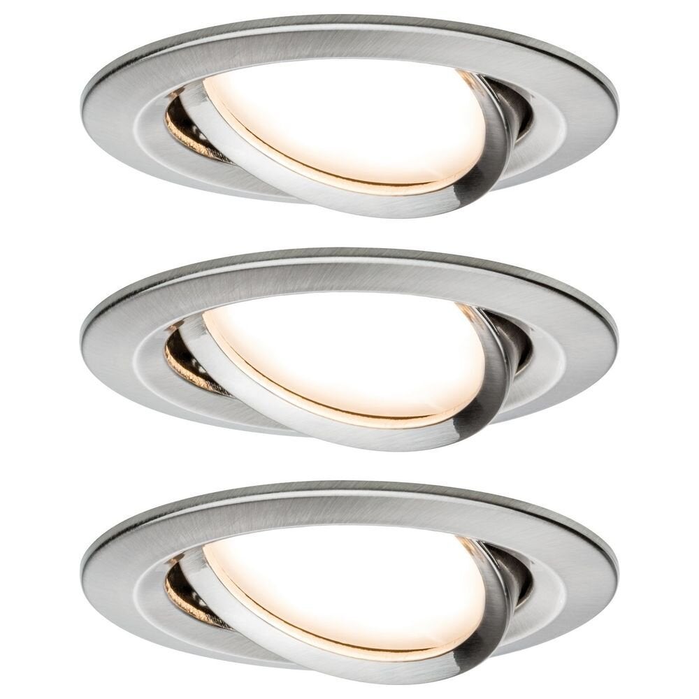 Premium LED Einbauspot Slim Coin, schwenkbar, dimmbar, eisen gebürstet, 3er Set
