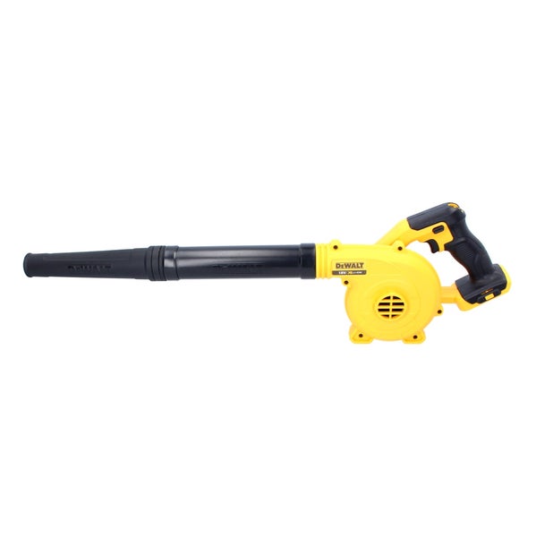 DeWalt Akku Laubbläser mit schwarzem Blasrohr und gelbem Gehäuse