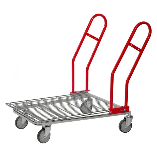 Gitterwagen mit zwei Griffen und vier Rollen