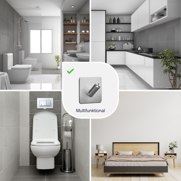 EAVY Handtuchhaken Edelstahl Silber Selbstklebend 2er pack