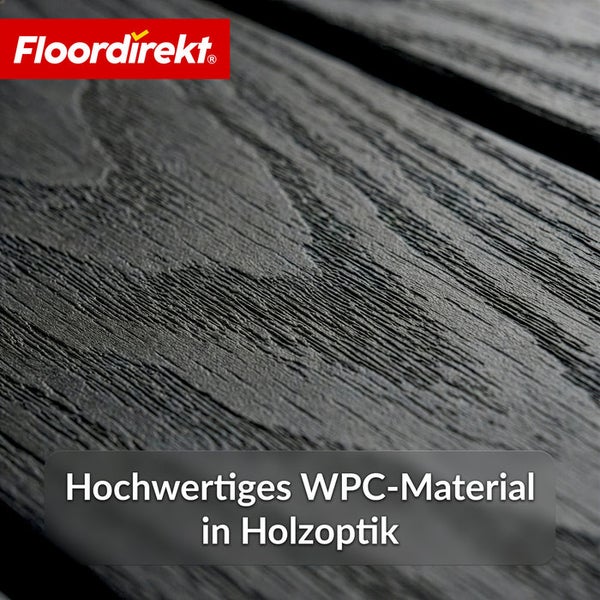 Floordirekt Logo. WPC Material in Holzoptik.