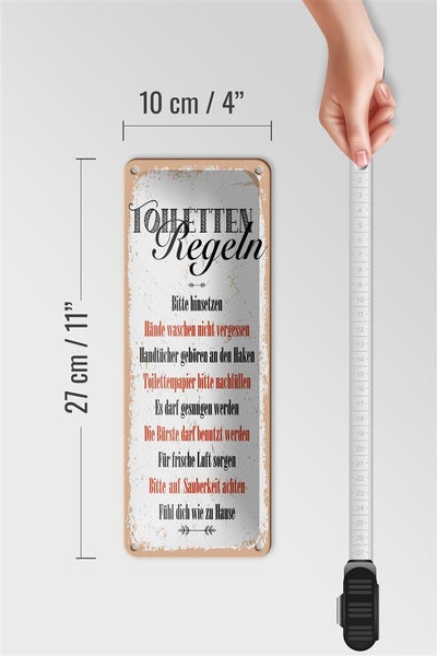 Blechschild Spruch lustig Toiletten Regeln 10x27cm