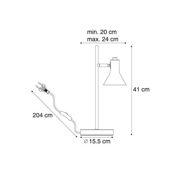 Abmessungen der Tischleuchte
