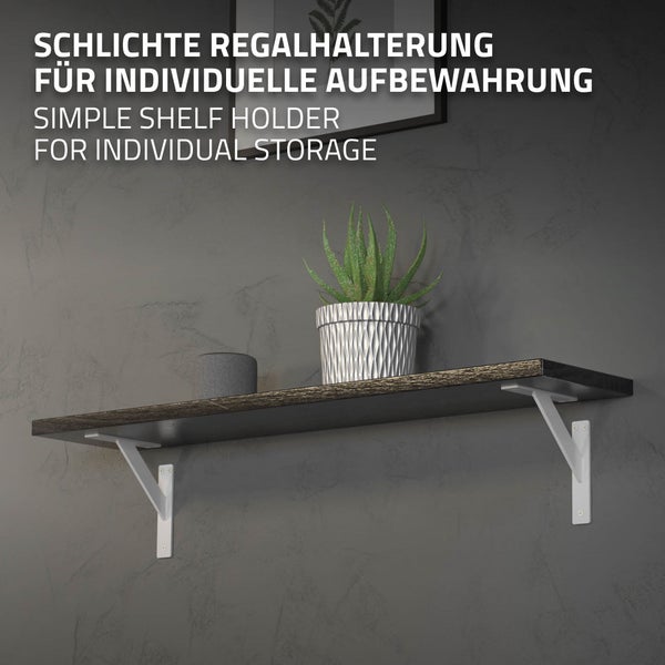 ML-Design 2 Stück Regalhalterung 180x180 mm, Weiß, Aluminium, Schwebende Regalhalterungen, Regalwinkel, Wandhalterung für Regalbrett, Regalträger für Wandmontage, Wandregal Wandkonsole Regalstütze