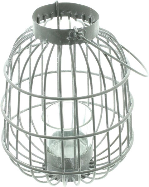 Dekoleidenschaft Windlicht Laterne aus Metall, grau, weiß gekalkt, Hängelaterne mit Windlichtglas, Gartenlaterne, Kerzenhalter, Gartendeko für Draußen
