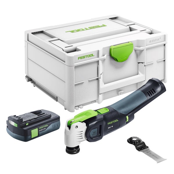Festool VECTURO OSC 18 E-Basic Akku Oszillierer 18 V Starlock Max Brushless + 1x Akku 3,0 Ah + Systainer - ohne Ladegerät