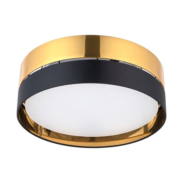 Runde Deckenleuchte mit schwarzem und goldenem Rand