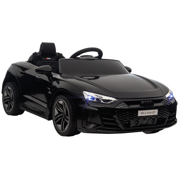 HOMCOM Kinder Elektroauto, mit Fernbedienung, AUDI RS e-tron GT, mit Sicherheitsgurt, Hupe & Musik & Scheinwerfer, bis 5 km/h, für Kinder 3-5 Jahre, 103L x 58B x 41H cm, Kunststoff, Eisen, Schwarz