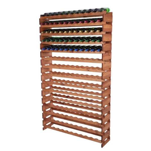 Weinregal VINOTECA FLEX PRO HxBxT 205x123x28cm 180 Flaschen auf 15 Ebenen Massives Kiefernholz Braun geölt