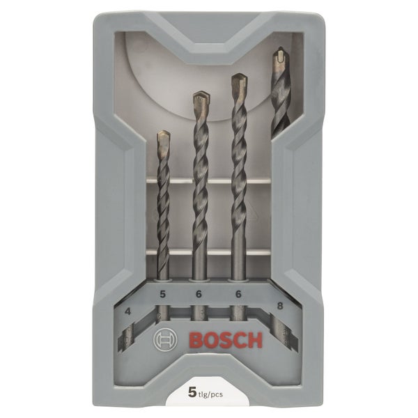 Bosch Logo, Satz Steinbohrer mit den Durchmessern 4 mm, 5 mm, 6 mm und 8 mm in Kunststoffverpackung