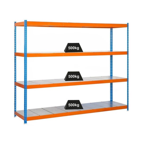 PROREGAL Schwerlastregal Metal Beast Four HxBxT 200 x 210 x 90 cm Fachlast 500 kg Blau-Orange