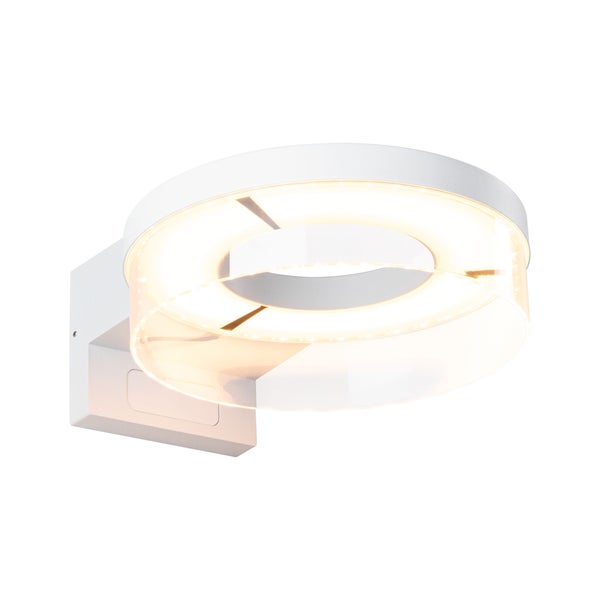 Weiße runde Wandleuchte mit LED Beleuchtung