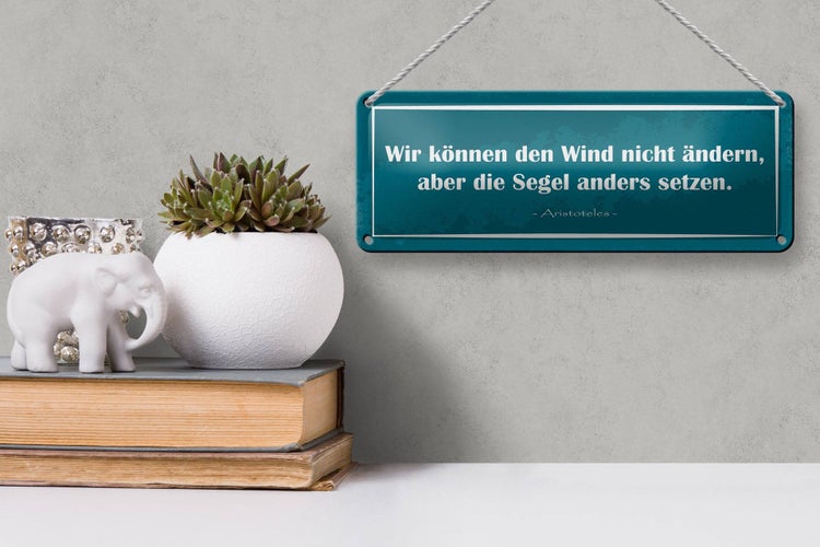 Blechschild Spruch 27x10cm Wind nicht ändern Segel anders Dekoration
