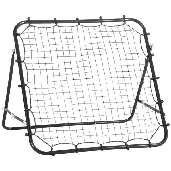 HHOMCOM Fußball Rebounder, Kickback Tor, Verstellbarer Winkel, 96 x 80 x 96 cm, Metallrohr, PE Gewebe, Schwarz