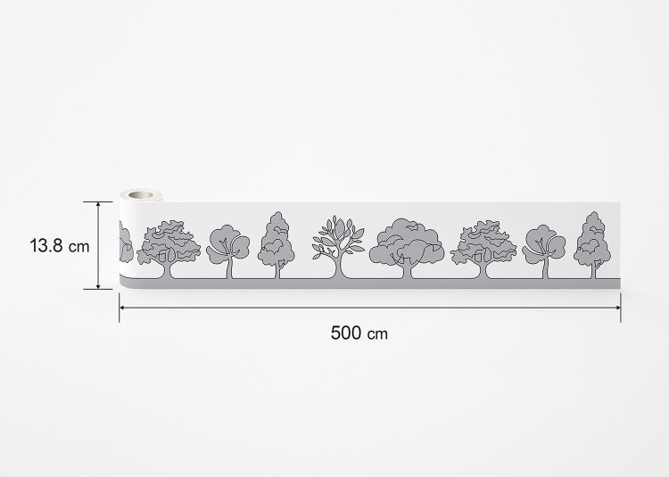 Illustration von fünf verschiedenen Baumformen in minimalistischer Linienzeichnung.