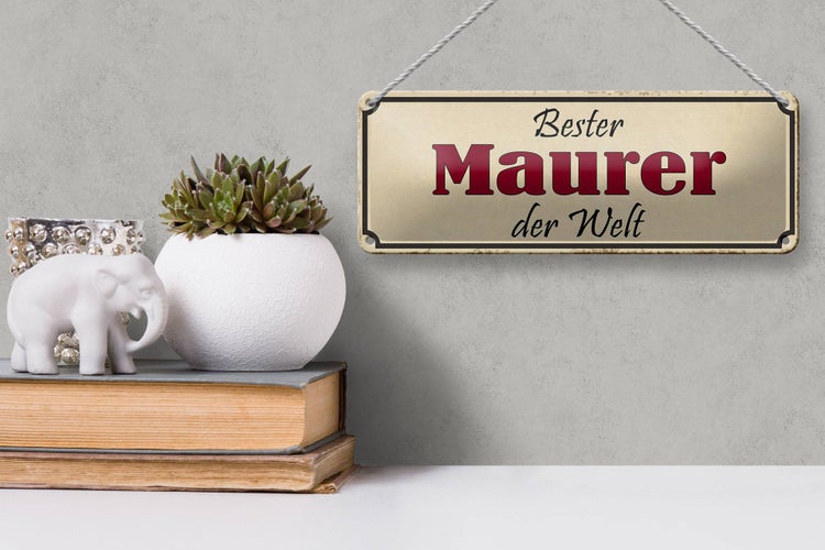 Blechschild Spruch 27x10cm bester Maurer der Welt Arbeit Dekoration